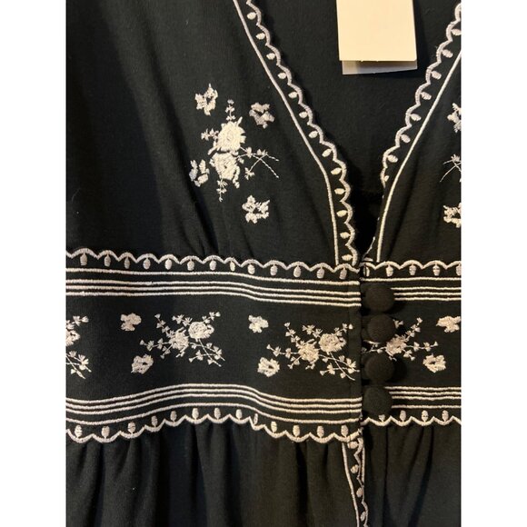 Essentials ABS Cardigan Top L Large Navy Blue White Embroidered New - Picture 3 of 7